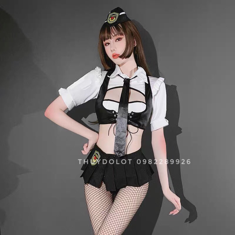 Đồ Ngủ Cosplay Nữ Sinh Phối màu đen trắng - Costume Sexy Lingerie cao cấp nhất Hà Nội