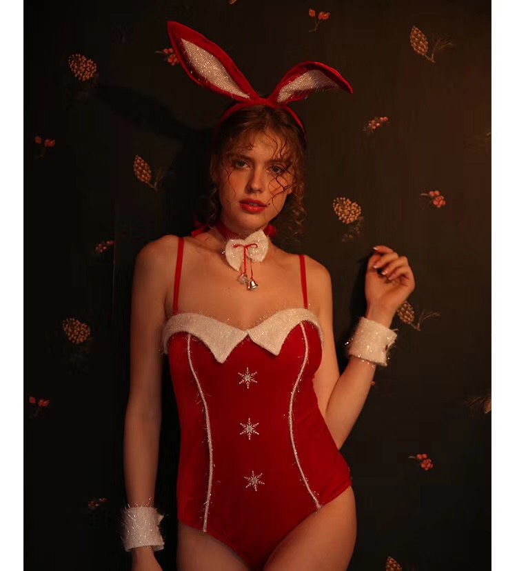 Cosplay noel thỏ bunny nhung đỏ sexy
