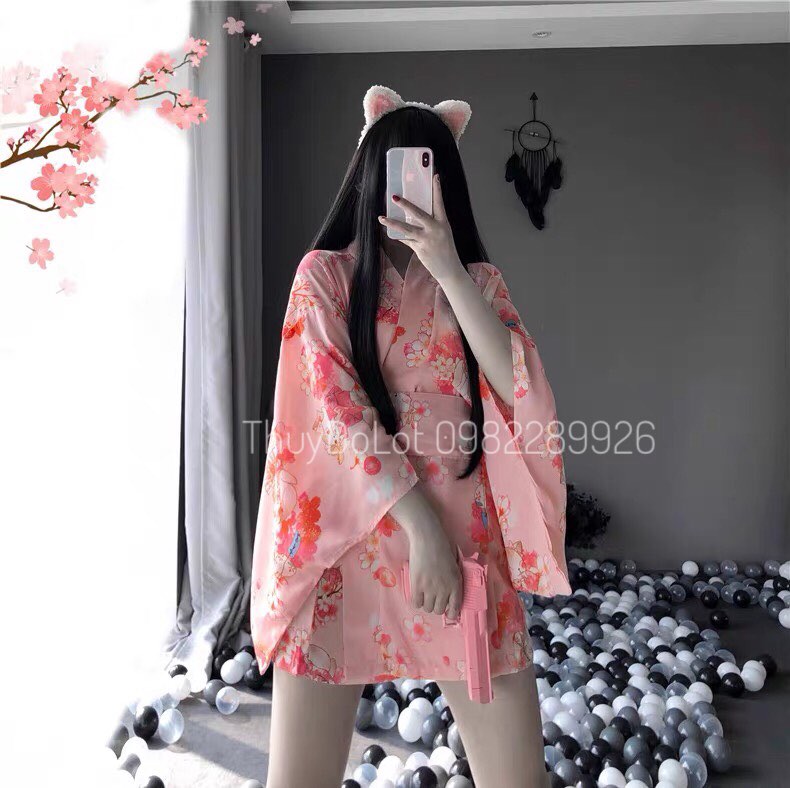 kimono hồng 
